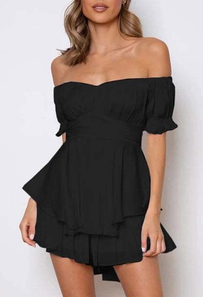 Chic Women’s Boho Off-Shoulder Ruffle Romper - Perfect for Summer Parties and Casual Outings