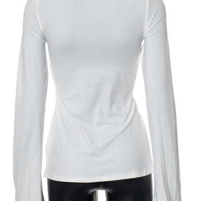 Women'S Solid Knot Front Split Hem Tee, Casual Chic Basic Feminine Long Sleeve Sweetheart Neck T-Shirt for Fall, Women'S Clothing for Daily Wear Top